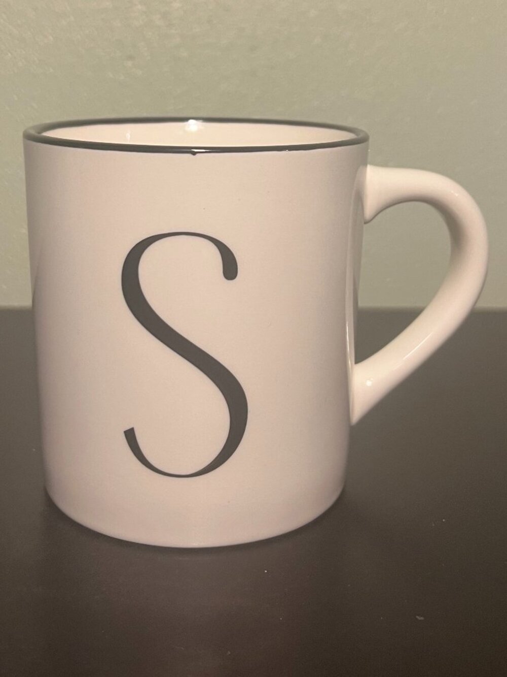 THRESHOLD Letter S Initial Monogram Stoneware Mug with Metallic Gold Highlights
